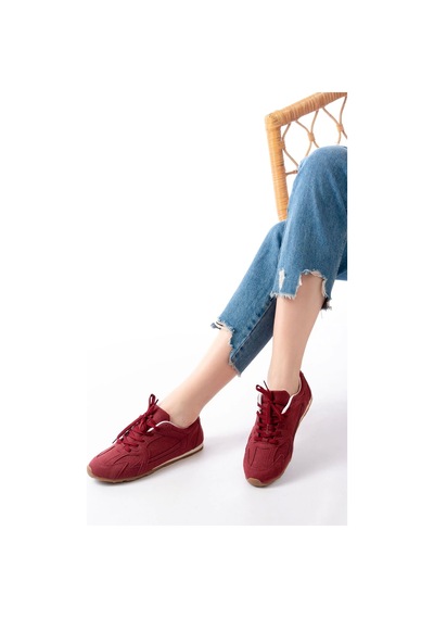 Rs-01 Bordo Süet İnce Taban Günlük Spor Ayakkabı Bordo