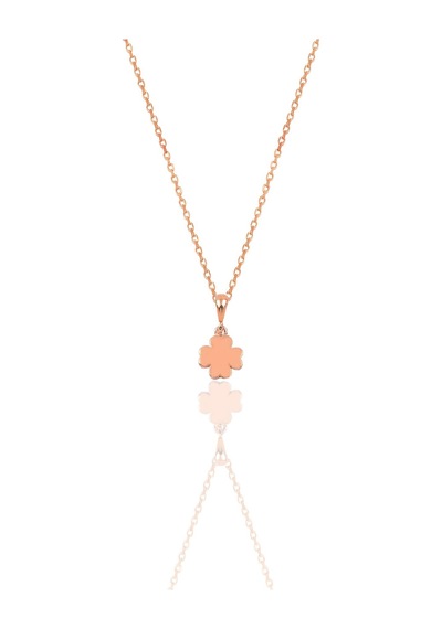 Gümüş Rose Üç Boyutlu Minimal Yonca Modeli Kolye Barcode Gümüş - Rose Gold