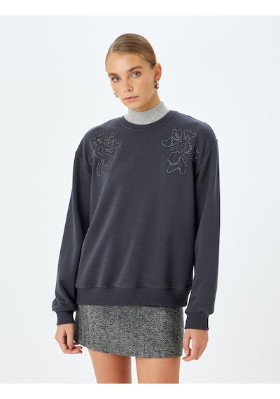 Koton Koton X Şahika Ercümen - Uzun Kollu Bisiklet Yaka Taşlı Oversize Sweatshirt Antrasit 5wak10502ek Antrasit Koton Koton X Şahika Ercümen - Uzun Kollu Bisiklet Yaka Taşlı Oversize Sweatshirt Antrasit 5wak10502ek Antrasit