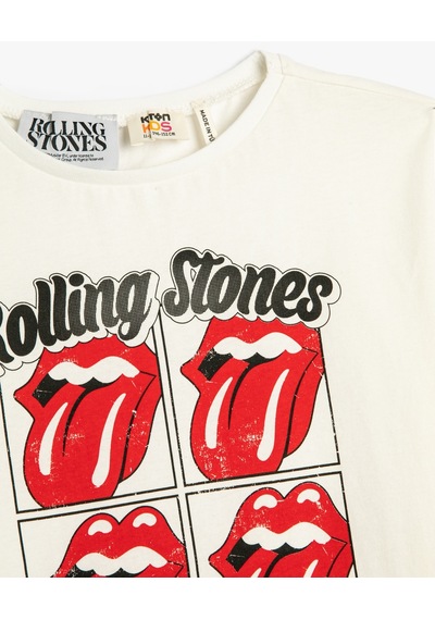 Koton Rolling Stones Tişört Lisanslı Kısa Kollu Bisiklet Yaka Ekru 3skg10419ak 3SKG10419AK010 Ekru