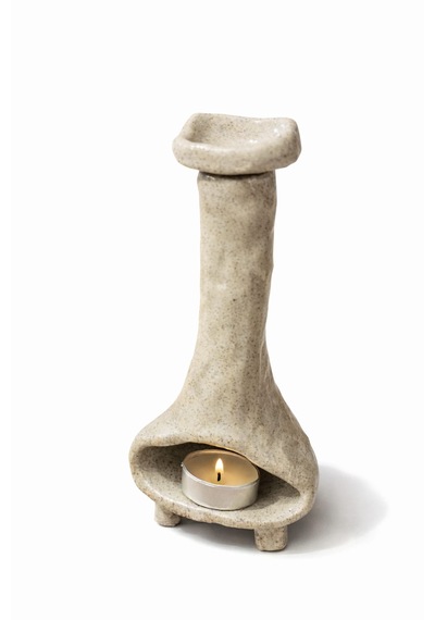 El Yapımı Stoneware Seramik Buhurdanlık Ve Tütsülüğü Doğal Form Palo Santo & Mum Cogo Seramik