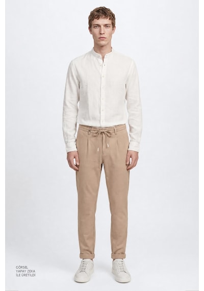 Altınyıldız Classıcs 360 Erkek Vızon 360 Her Yöne Esneyen Pamuklu Slim Fit Dar Kesim Beli Bağlamalı Yan Cepli Casual Pantolon Vizon