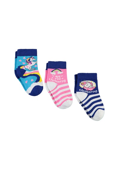 Civil Socks Kız Çocuk 3'lü Çorap 3-12 Yaş Mavi 09a83414424w1 Mavi
