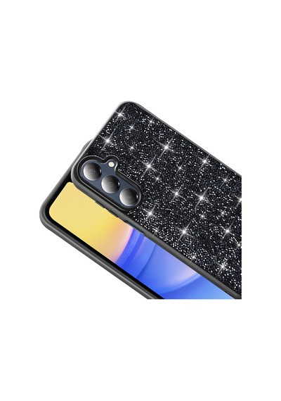 Samsung Uyumlu Galaxy A16 Kılıf Simli Pırlanta Taşlı Kamera Yükseltili Silikon Vardar Beyaz