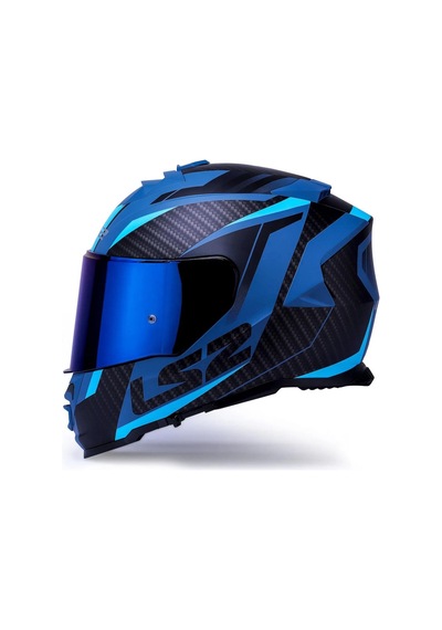 Ls2 Storm 2 Racer Full Face Motosiklet Kaskı Şeffaf + Gökkuşağı Vizörlü Mat Mavi