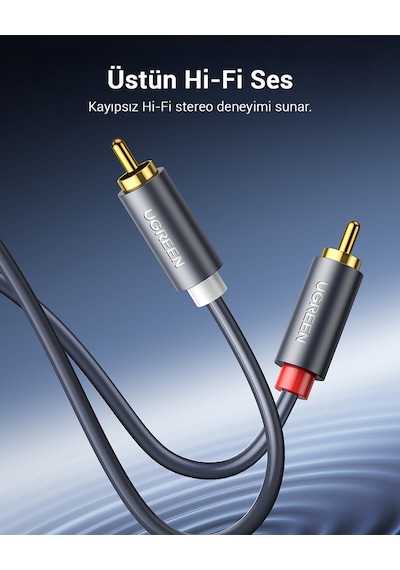 Ugreen 2 Rca - 2 Rca Ses Kablosu, 5 M, Antrasit, 10520