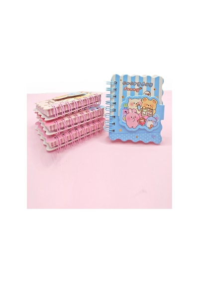 Sevimli Hayvanlar Cırtlı Cep Boy Mini Not Defteri 7x8 Cm - Mavi
