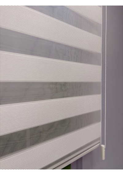 Fiori Serisi Beyaz Mikro Plise Modern Zebra Stor Perde