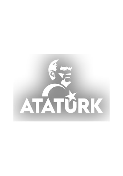 Atatürk Türk Bayrağı Sticker 17x17 Cm Beyaz
