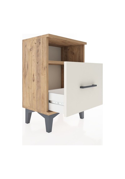 Arges Komodin Tek Raflı 2 Çekmeceli 44x30x64 Çam-aytaşı Çam