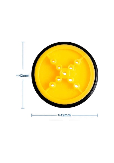 42mm Mini Plastik Rubber Tekerlek Tt Motor Ve 3mm Mil Uyumlu