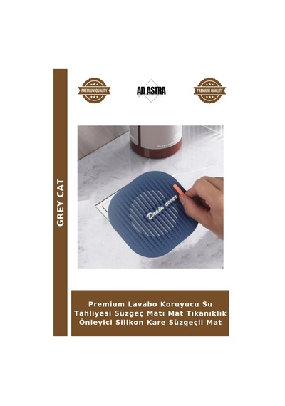 Premium Lavabo Koruyucu Su Tahliyesi Süzgeç Matı Mat Tıkanıklık Önleyici Silikon Kare Süzgeçli Mat Mat Siyah