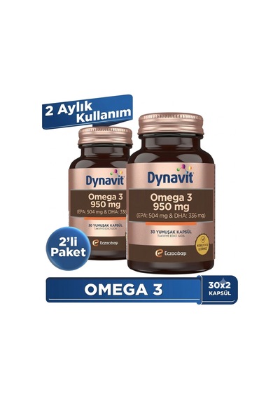 Dynavit Omega 3 950 Mg 30 Yumuşak Kapsül X2 - Yüksek Epa & Dha - 1400mg Balık Yağı-fish Oil