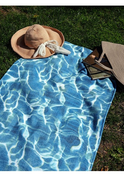 Kadife 70x140 Cm Unisex Renkli Desenli Plaj Havlusu Baveno Mavi