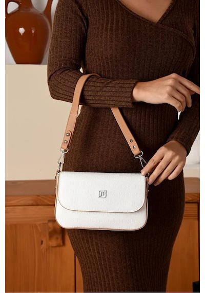 Just Polo Kadın Günlük Kullanıma Uygun Su Geçirmez Şık El Ve Omuz Çantası Shopper Ebat: 23 X 14 Cm Beyaz - Taba