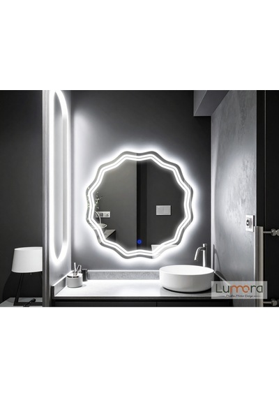 Zavira Beyaz Led'li Lazer Kumlamalı Lavabo & Banyo Aynası Dokunmatik Sensörlü 60 X 60