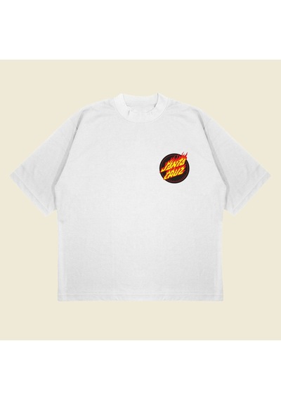 Startmore Flaming Dot Santa Cruz Baskılı Oversize Unisex Pamuklu Nefes Alan Kalın Kumaşlı Beyaz