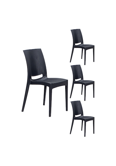 4 Adet Rattan Antrasit Sandalye / Balkon-Bahçe-Teras Antrasit 4 Adet Rattan Antrasit Sandalye / Balkon-Bahçe-Teras Antrasit