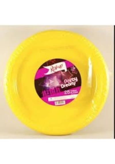 Roll-up Plastık Sarı Renklı Partı Tabak 25 Lı Yuvarlak 22 Cm