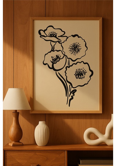 Bloom Ahşap Çerçeveli Poster, Dekoratif Sanatsal Duvar Tablosu