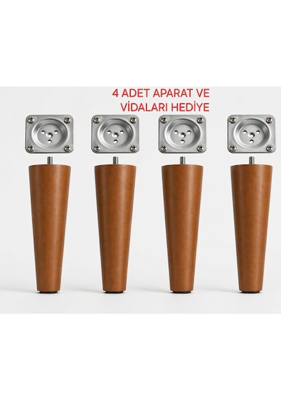 Turkıshrug Kıngdom 4'lü Ahşap Konik Ayak 30 Cmgürgen Koltuk Ayağı Baza Ayağı Tv Ünitesi Ayağı Mobilya Ayağı Koltuk Ayağı Kırmızı