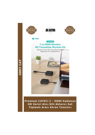 Premium Coteci C - Hdmı Kablosuz Hd Verici Alıcı Kiti Aktarıcı Set Toplantı Aracı Ekran Yansıtıcı