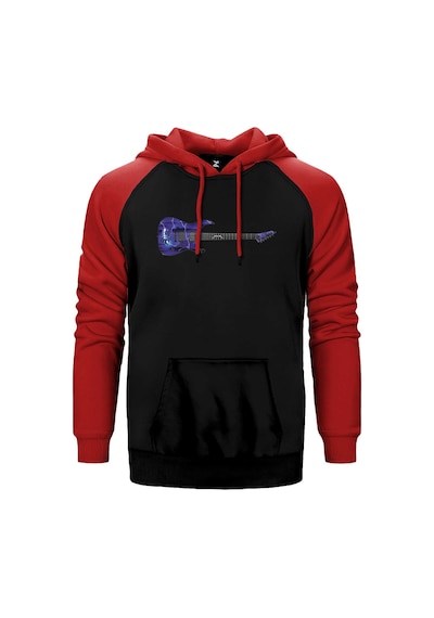 Metallica Ride The Lightning Guitar Kırmızı Renk Reglan Kol Kapşonlu Sweatshirt Kırmızı