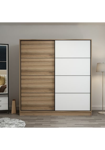 Minarmobilya Minar Kale 2 Kapaklı Sürgülü Dolap 180 Cm - Dore/Beyaz (541417087)