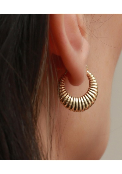 Bayar Gold 14 Ayar Altın Mini İstiridye Küpe Sarı Altın