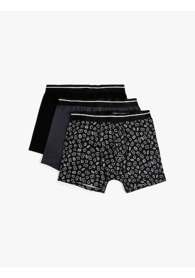 Koton 3'lü Boxer Seti Oyun Baskılı Çok Renkli Mavi 4slm90045mk