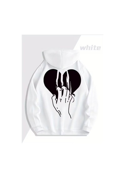 Nevermind Sevgili Çift Kombini 2 Li Kalp Ve Pençe Desenli Unisex Sweatshirt Beyaz