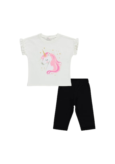 Civil Girls Unicorn Baskılı 2-5 Yaş Takım - Ekru