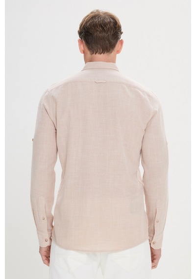 AC&Co / Altınyıldız Classics Erkek Koyu Bej Slim Fit Dar Kesim %100 Pamuk Düğmeli Yaka Gömlek Koyu Bej AC&Co / Altınyıldız Classics Erkek Koyu Bej Slim Fit Dar Kesim %100 Pamuk Düğmeli Yaka Gömlek Koyu Bej