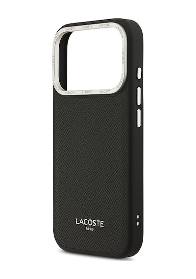 Apple Uyumlu iPhone 17 Pro Kılıf Lacoste Lisanslı M-safeli Champs Elysees Pu Deri Tasarımlı Kapak Siyah Siyah