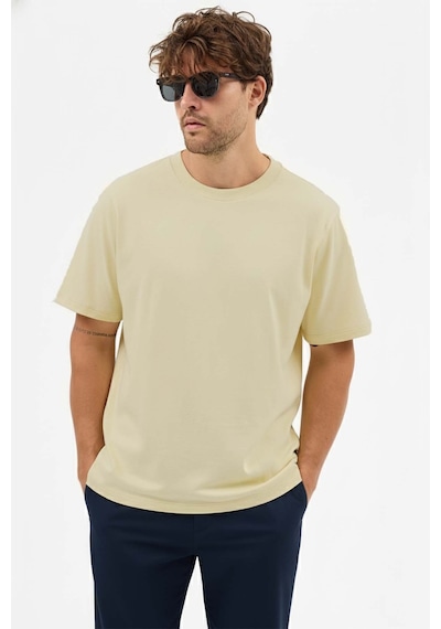Goffra Erkek Premium Kalite Yoğun Dokulu Pamuklu T-shirt Açık Sarı M101-r0220-03 Açık Sarı