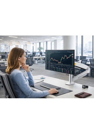 Nb F80-xe Beyaz Ergonomik Monitör Tutucu 17-30 İnç, 2-9 Kg, Amortisörlü Vesa Monitör Standı