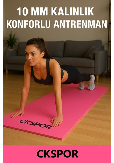 Tr 10 Mm Pilates Yoga Minderi, Spor Egzersiz Matı, Pembe, 180x60 Cm Diğer