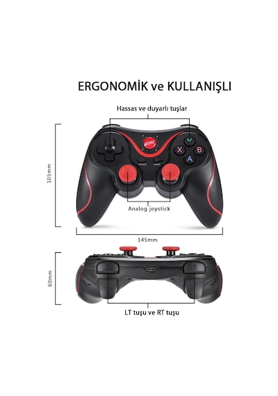 X3 Bluetooth Kablosuz Oyun Kolu Gamepad + Telefon Tutucu Stand