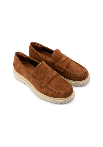 Deery Hakiki Süet Taba Rengi Loafer Kadın Ayakkabı - 01903ztbap01 Taba