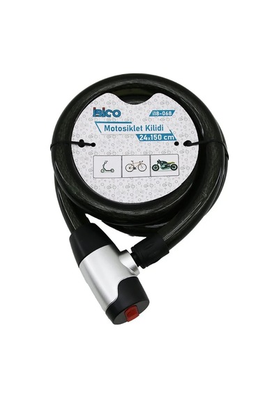 Anahtarlı Aç-kapa Kilit Kapaklı Motor - Bisiklet Kilit Çelik Tel Siyah Şeffaf Kılıf 24mmx150cm Diğer