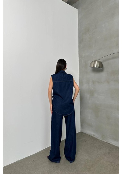 Lacarino 7970 Palazzo Kadın Jean Pantolon Rinse Denim