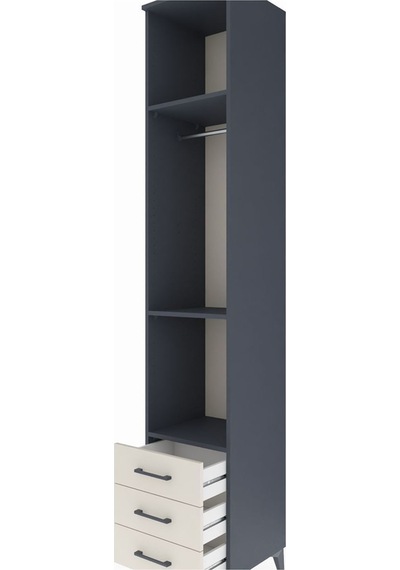 Hyperion Dolap 3 Raflı 3 Çekmeceli Tek Askılı 44x44x243 Antrasit-aytaşı Antrasit