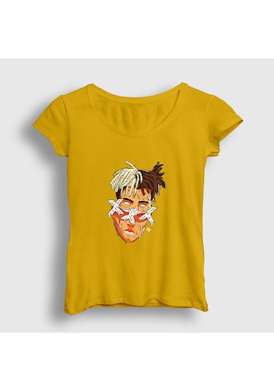 Presmono Kadın Melting Xxxtentacion T-shirt Sarı