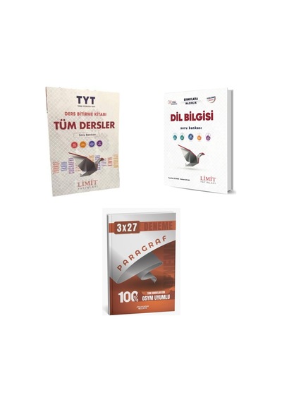 2027 2027 Limit Tyt Tüm Dersler + Türkçe Dil Bilgisi Soru + Anla Kazan Paragraf Deneme 3'lü Set