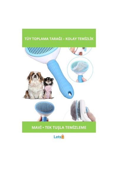 Otomatik Temizlenen Kedi Köpek Tüy Tarama Fırçası Mavi