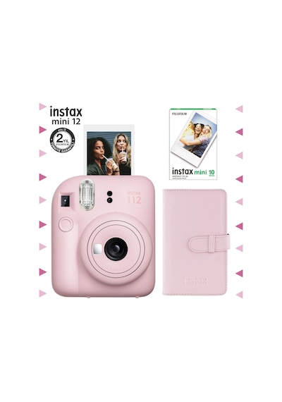 Fujifilm Instax Mini 12 Fotoğraf Makinesi + 10'lu Film + Laporta Albüm Pembe