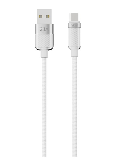 Knit Glam 2.1A Hızlı Şarj Destekli Usb-A To Type-C Şarj Ve Data Aktarım Kablosu 1 Metre Beyaz