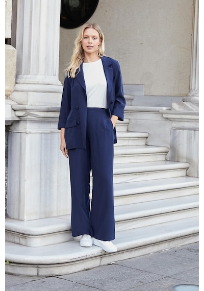 Jument Kadın İpeksi Dokulu Modal Kumaş Yakalı Cep Kapaklı Oversize Salaş Blazer Ceket-lacivert Jument Kadın İpeksi Dokulu Modal Kumaş Yakalı Cep Kapaklı Oversize Salaş Blazer Ceket-lacivert