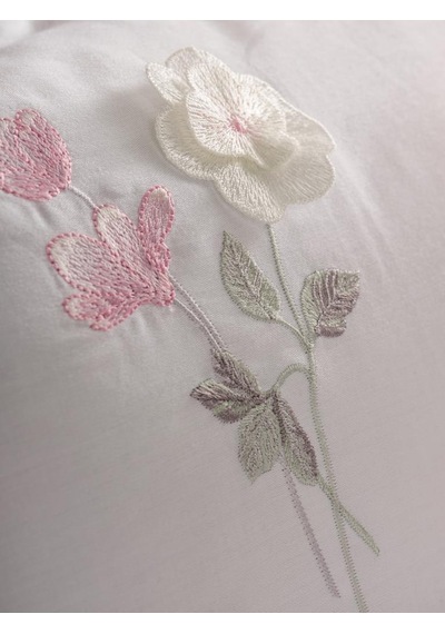 Cotton Box 3d Nakışlı Çift Kişilik Saten Nevresim Takımı Jolie Pembe Çok Renkli