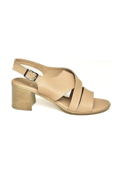 Fox Shoes P555451903 Bej Hakiki Deri Kalın Topuklu Kadın Sandalet Bej-hakiki Deri Bej